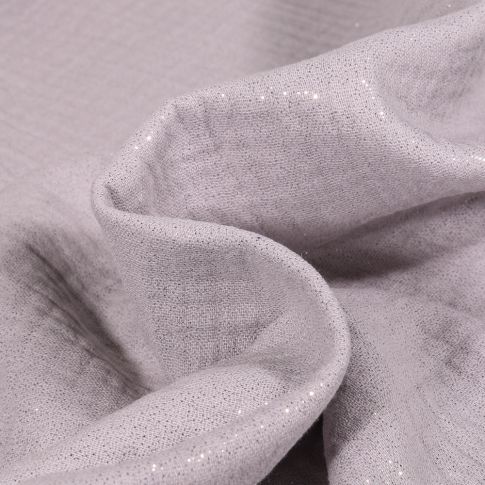 Tissu Double gaze Pailleté uni Gris clair