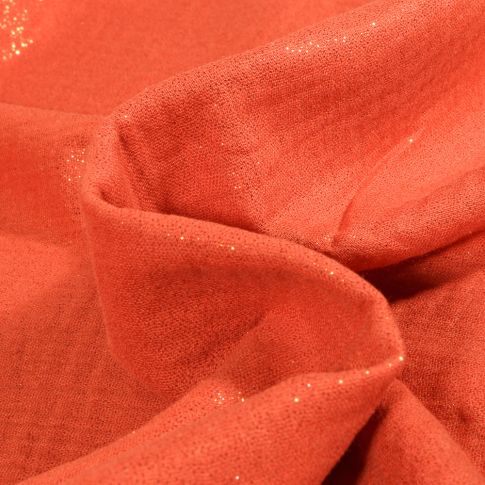 Tissu Double gaze Pailleté uni Orange