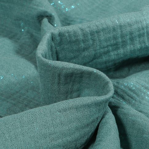 Tissu Double gaze Pailleté uni Vert menthe