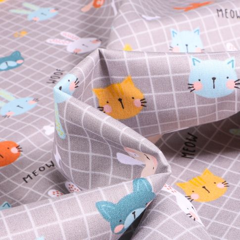 Tissu Coton imprimé Animals sur fond Gris