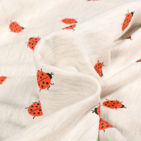 Tissu Jersey Coton Cocci sur fond Gris chiné