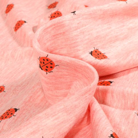 Tissu Jersey Coton Cocci sur fond Rose chiné