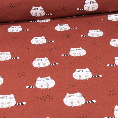 Tissu Jersey envers molletoné Caty sur fond Bordeaux