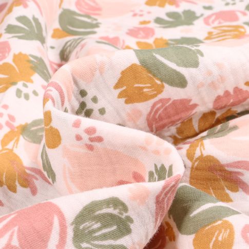 Tissu Double gaze Anita sur fond Blanc cassé