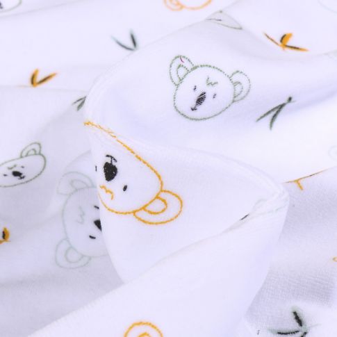 Tissu Jersey Velours tout doux Koko sur fond Blanc