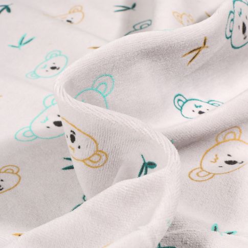 Tissu Jersey Velours tout doux Koko sur fond Gris