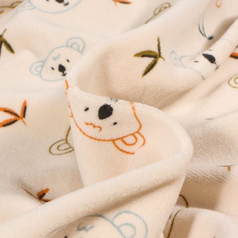 Tissu Jersey Velours tout doux Koko sur fond Beige