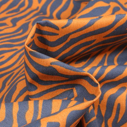 Tissu Coton enduit Zébra sur fond Orange