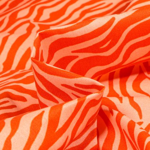 Tissu Coton enduit Zébra sur fond Saumon