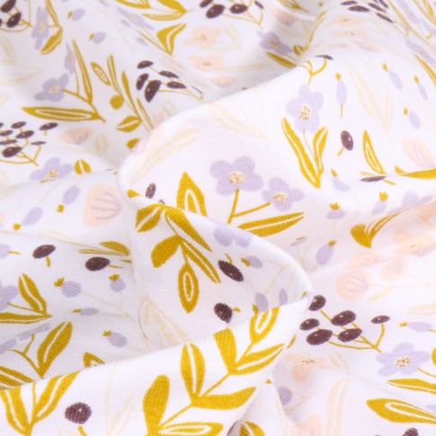 Tissu Jersey Coton lurex Flavia sur fond Blanc