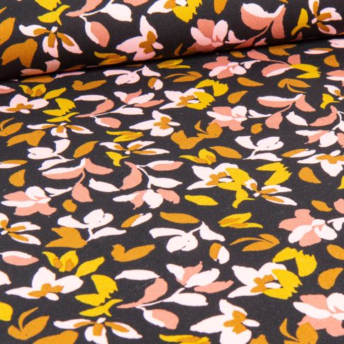 Tissu Viscose Twill  CleÏa sur fond Noir