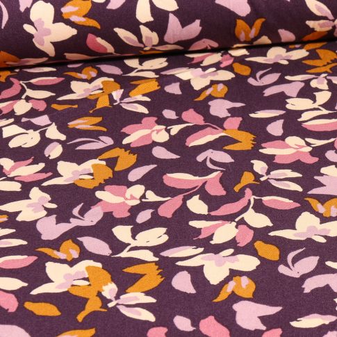 Tissu Viscose Twill  CleÏa sur fond Violet