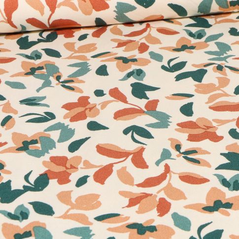 Tissu Viscose Twill  CleÏa sur fond Ecru