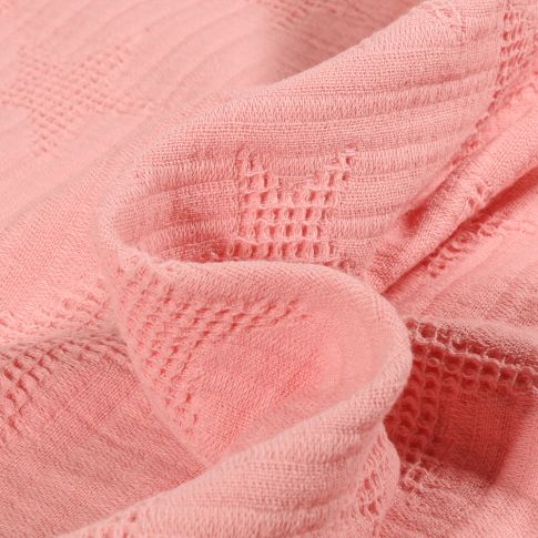 Tissu Double gaze Etoiles texturés sur fond Rose