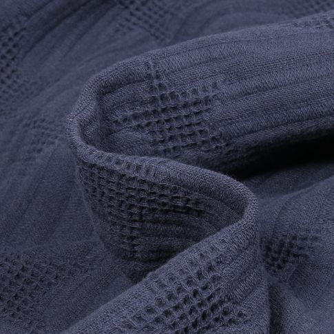 Tissu Double gaze Etoiles texturés sur fond Bleu marine