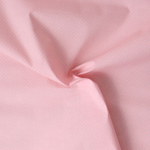 Tissu Polycoton  Dottie pois Blancs sur fond Rose pâle