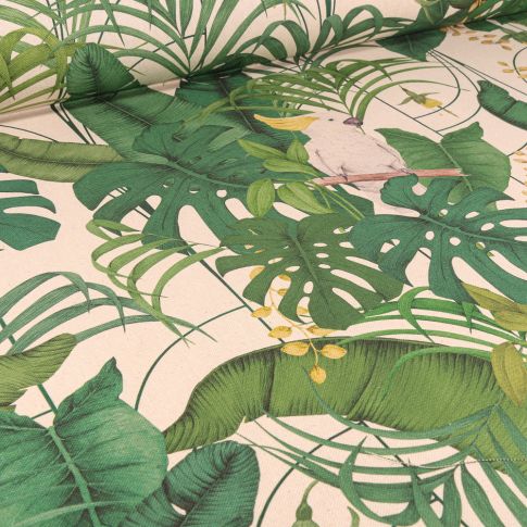 Tissu Toile de Coton aspect lin Itzel sur fond Naturel