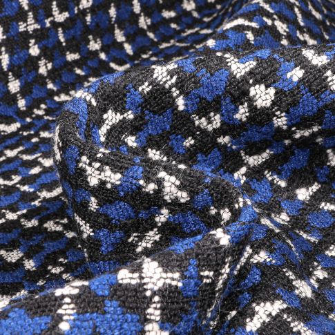 Tissu Jacquard Gianni Tessuti Polka sur fond Bleu