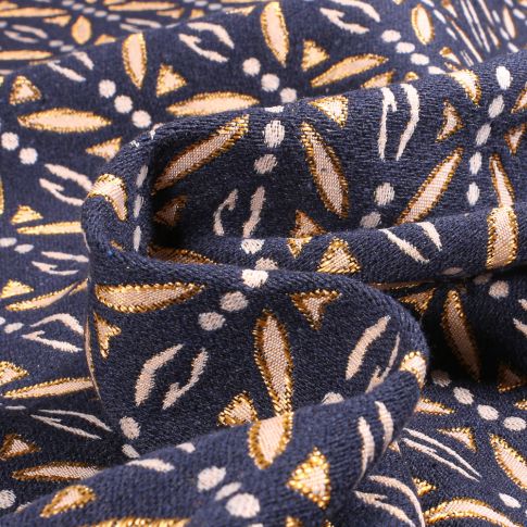 Tissu Jacquard Pyta sur fond Bleu marine