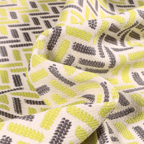 Tissu Jacquard Green sur fond Blanc cassé