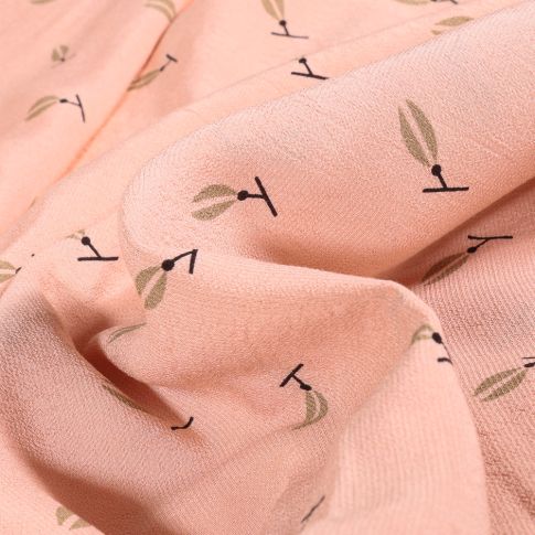 Tissu Voile de Coton Edith sur fond Rose