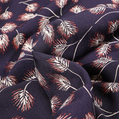 Tissu Viscose Gianni Tessuti Epi sur fond Bleu marine