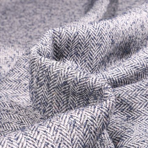 Tissu Jacquard Gianni Tessuti Chevrons marine sur fond Blanc