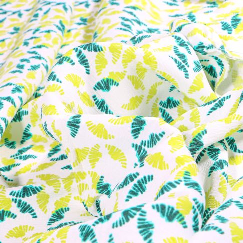 Tissu Viscose texturé Gianni Tessuti Citrus sur fond Blanc