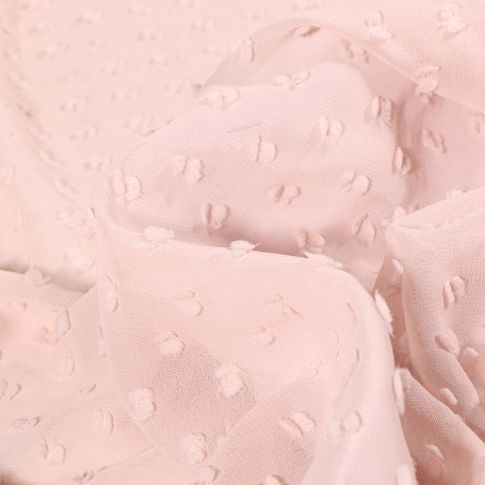 Tissu Mousseline Plumetis Rose nude
