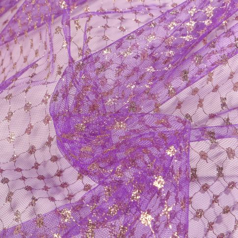 Tissu Tulle souple lurex doré Violet