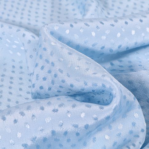 Tissu Voile satiné Petits pois sur fond Bleu ciel