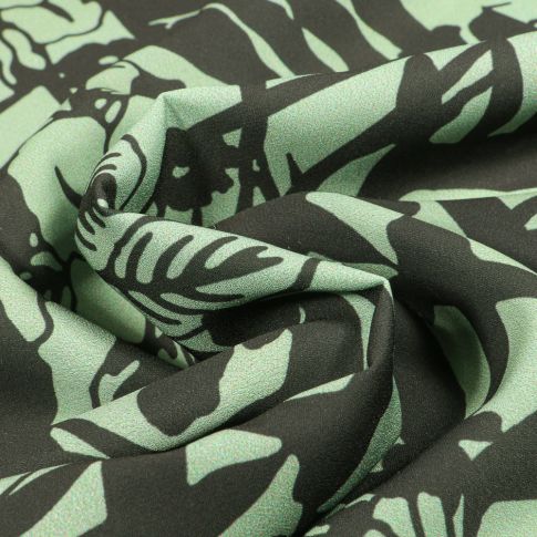 Tissu Crêpe Végétations sur fond Vert