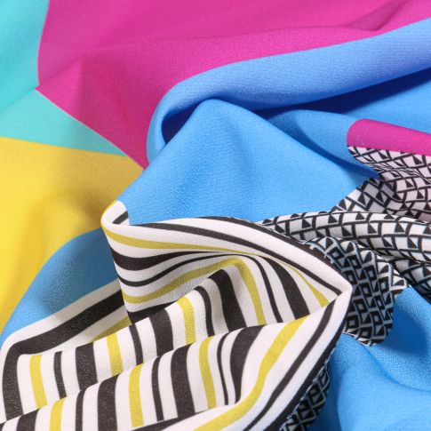 Tissu Crêpe Motifs abstraits sur fond Multicolore