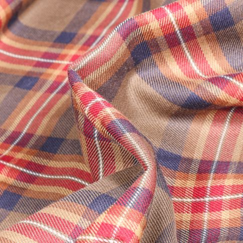 Tissu Chemise  Carreaux n°28 sur fond Marron foncé