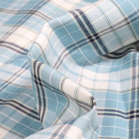 Tissu Chemise  Carreaux n°7 sur fond Bleu