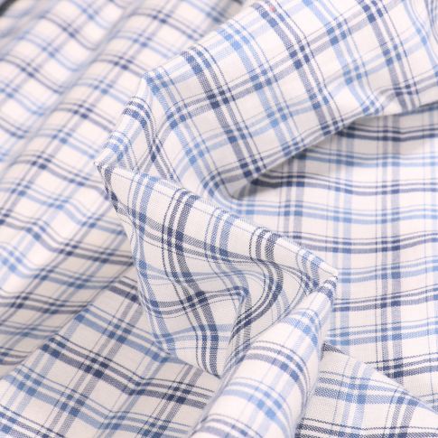 Tissu Chemise  Carreaux n°8 sur fond Blanc cassé