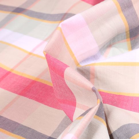 Tissu Chemise Carreaux n°9 sur fond Beige