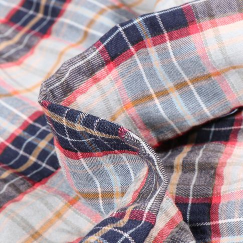 Tissu Chemise gaufré Carreaux n°11 sur fond Bleu gris