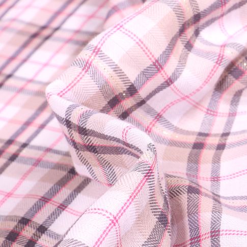 Tissu Chemise Carreaux n°12 sur fond Blanc cassé