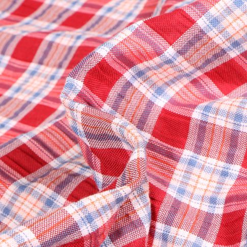 Tissu Chemise   Carreaux n°15 sur fond Rouge