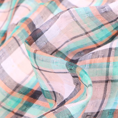 Tissu Chemise Carreaux n°18 sur fond Vert menthe