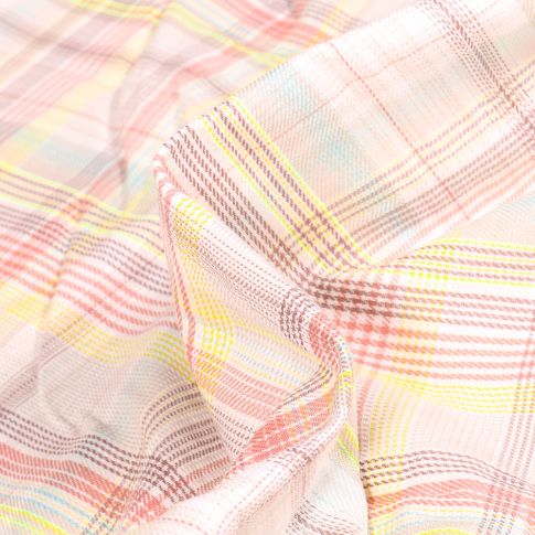 Tissu Chemise Carreaux n°19 sur fond Blanc cassé
