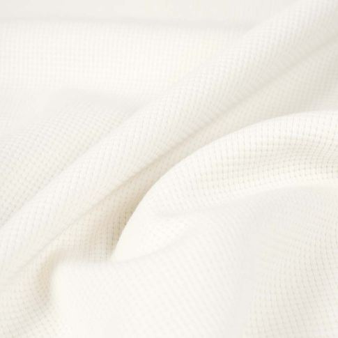 Tissu Jersey Coton piqué uni Blanc cassé