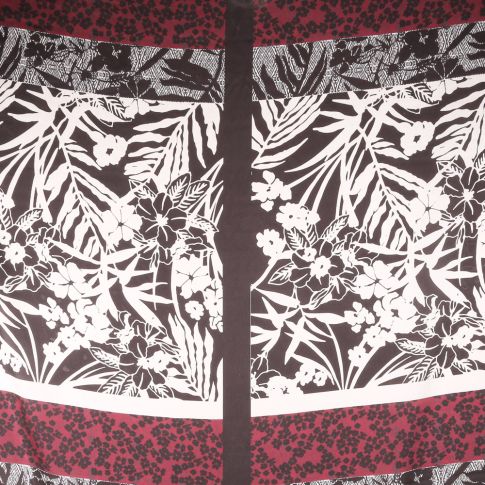 Tissu  Panneau Satin Gianni Tessuti 90x140cm feuillage sur fond Noir