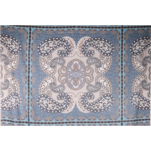 Tissu  Panneau Satin Gianni Tessuti 90x140cm arabesque sur fond Bleu