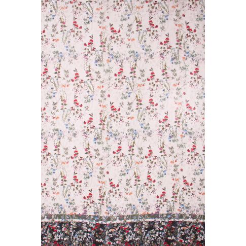 Tissu  Panneau Satin Gianni Tessuti Fleurs entre liées sur fond Blanc cassé