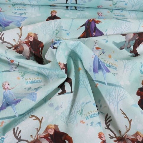Tissu Coton sous licence Disney Frozen Bleu