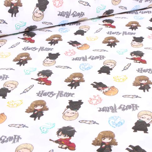 Tissu Coton imprimé sous licence Harry Potter Blanc