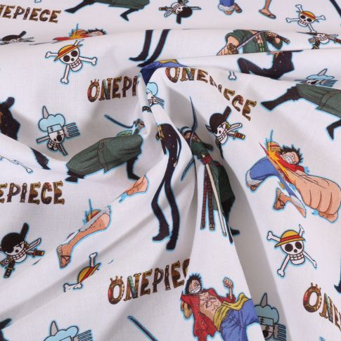 Tissu Coton sous licence One Piece Blanc