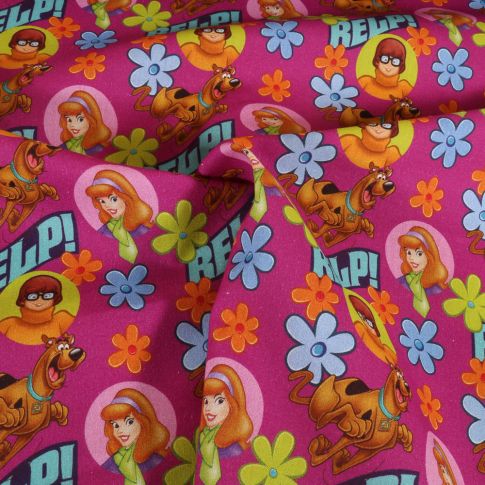 Tissu Coton sous licence Scooby Do Rose fuchsia